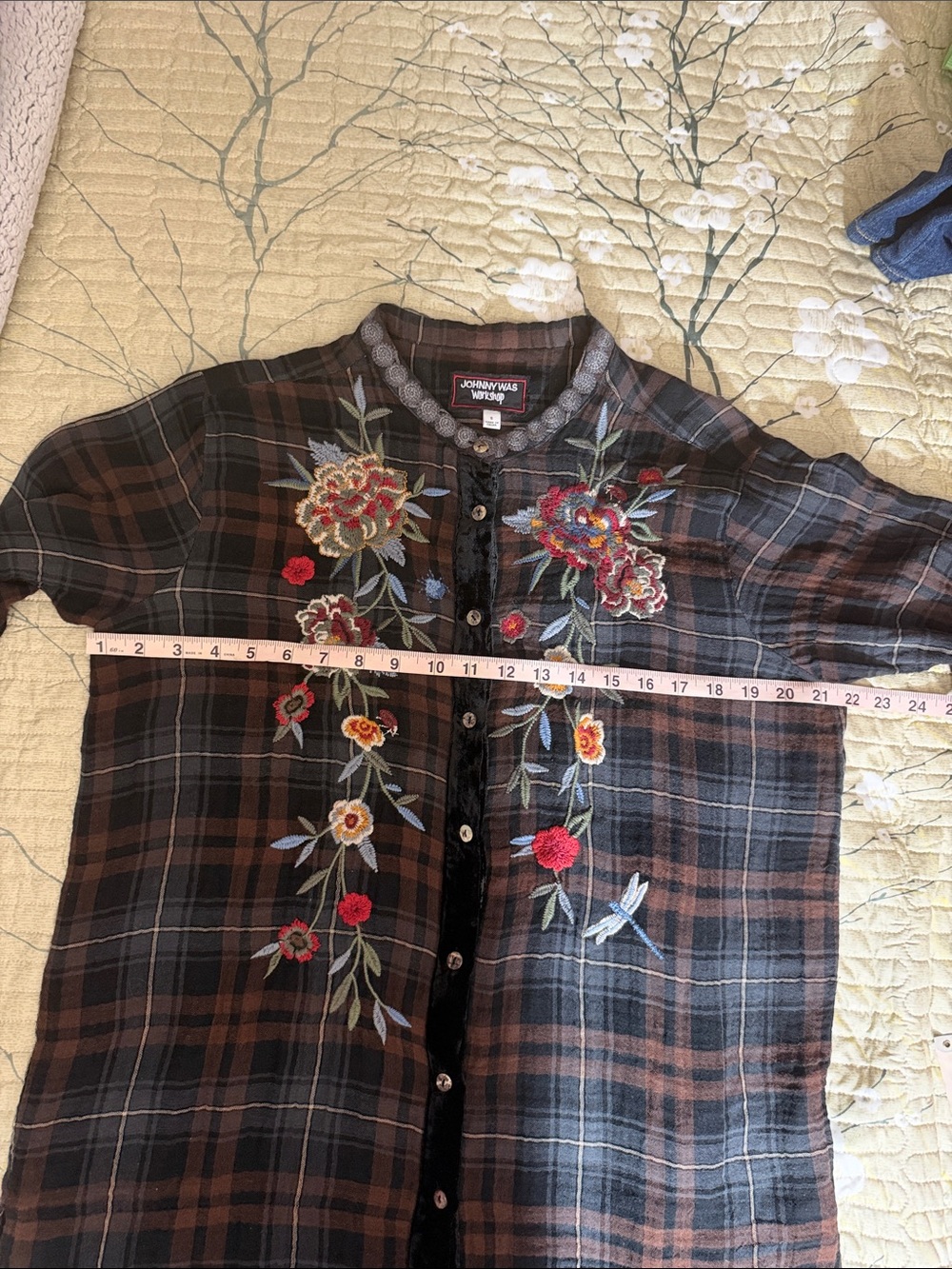 Johnny Was Krysha Velvet Placket Shirt - Picture 5 of 11